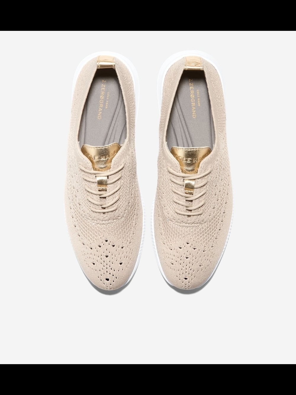 Cole Haan Knit Sneaker — Beige with Gold Accents